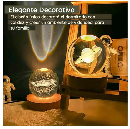Lampara LUNA 3D esfera de cristal LUZ